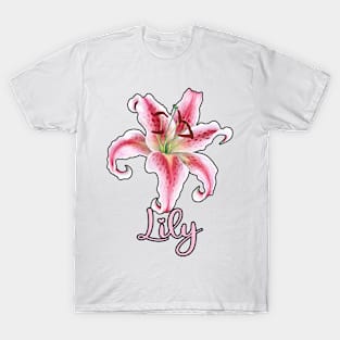 Stargazer Lily Flower Name Pink Floral Nature T-Shirt